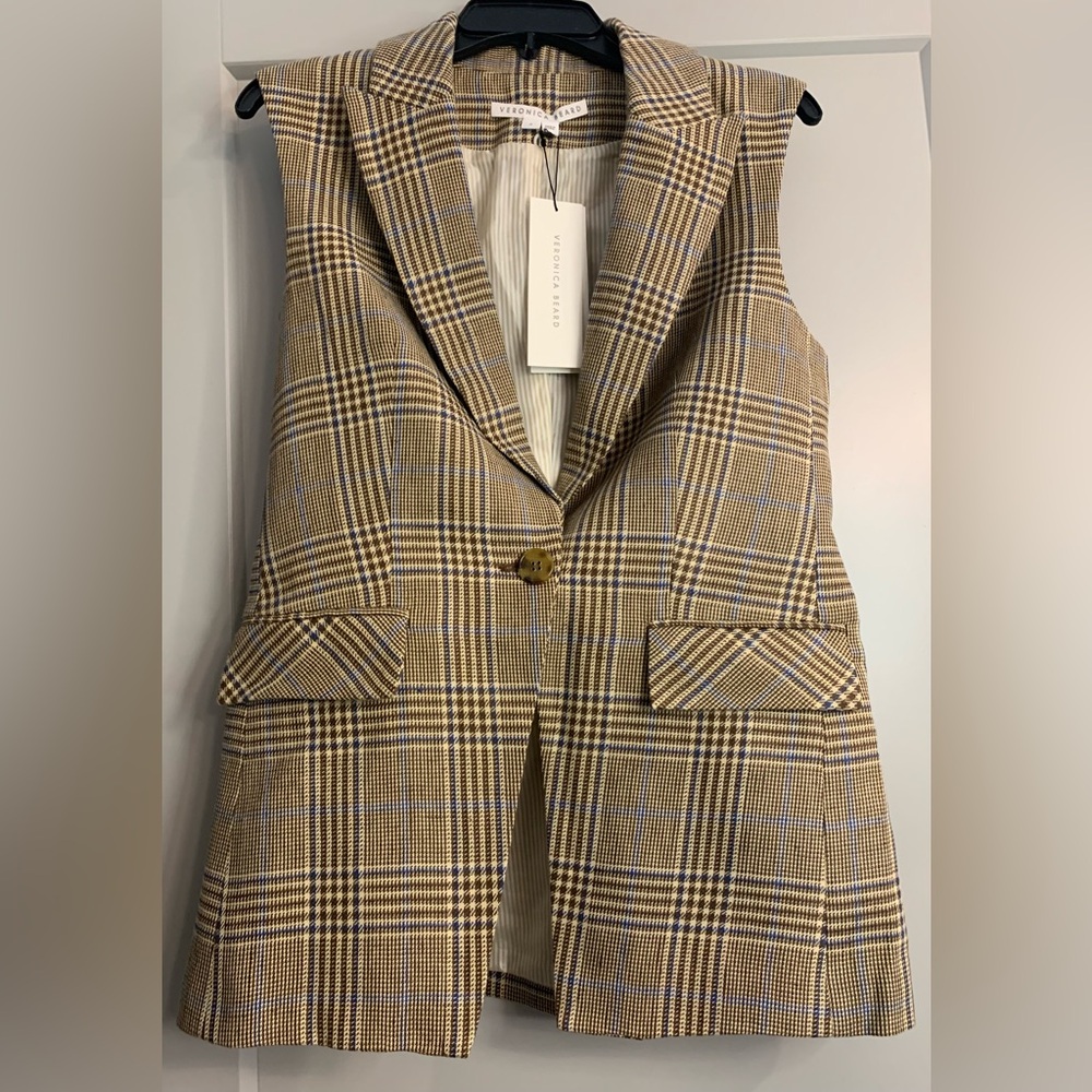 NWT Veronica Beard Keaton Plaid Denim Combo Dickey Jacket Size Small Two Piece - Picture 10 of 16